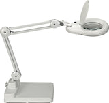 Jakob Maul LED-Lupenleuchte Glaslinse 127 mm 5 Zoll mit Tischklemme, weiß, runder Kopf