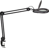 Jakob Maul LED-Lupenleuchte Glaslinse 127 mm 5 Zoll mit Tischklemme, weiß, runder Kopf