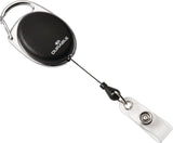 DURABLE Ausweishalter mit Druckknopfschlaufe, Bandlänge 800 mm, Schwarz – Aufrollmechanismus & Metallclip