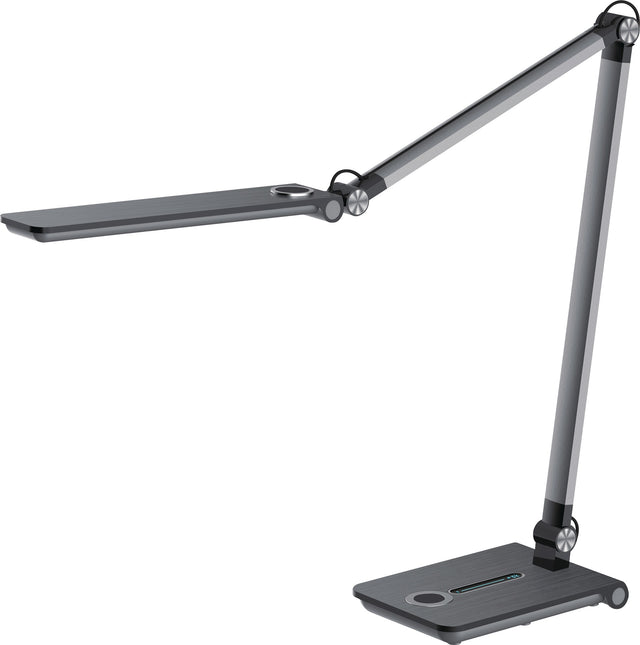 HANSA Schreibtischleuchte Wave grau metallic mit LED, dimmbar, höhenverstellbar bis 760 mm