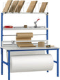 NORDWEST Packtischset B1600xT800xH2205mm Aufbauten Variante 2 – Profi-Packtisch mit Rollenhalterung