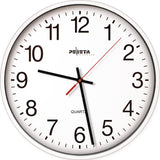PEWETA Wanduhr Quarzuhr Ø250mm weiß – geräuschloses Uhrwerk, arabische Zahlen, 1,5V