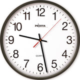 PEWETA Wanduhr Quarzuhr Ø250mm weiß – geräuschloses Uhrwerk, arabische Zahlen, 1,5V