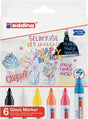 edding 95 Glasmarker 6er Set – schwarz, weiß, gelb, orange, pink, hellblau – Rundspitze 1,5–3 mm