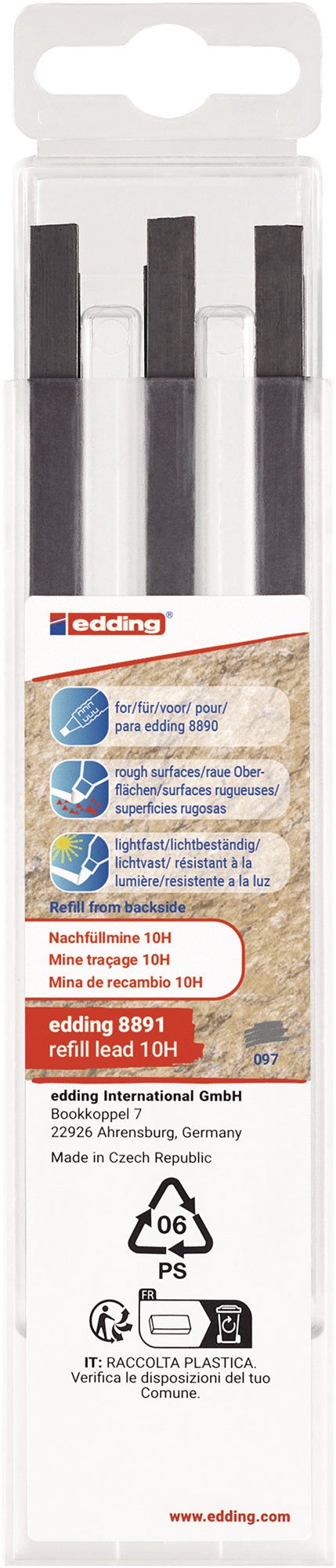 edding 8891 Ersatzminen HB – 6er-Set für Zimmermannsbleistift, graphit, nachfüllbar