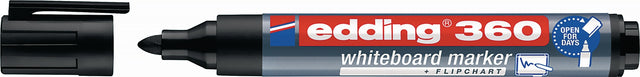 EDDING Whiteboardmarker 360 – Schwarz, Rundspitze 1,5-3 mm, 10 Stück nachfüllbar