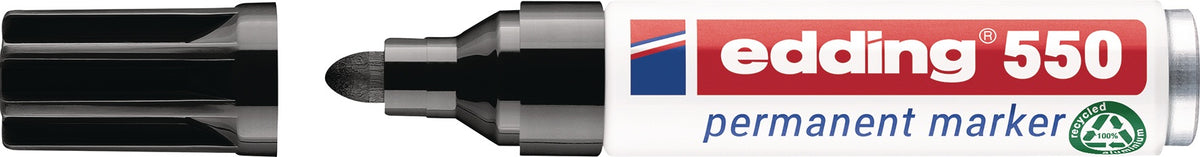 EDDING Permanentmarker 550 schwarz, 3-4 mm Rundspitze, nachfüllbar, 10er-Pack