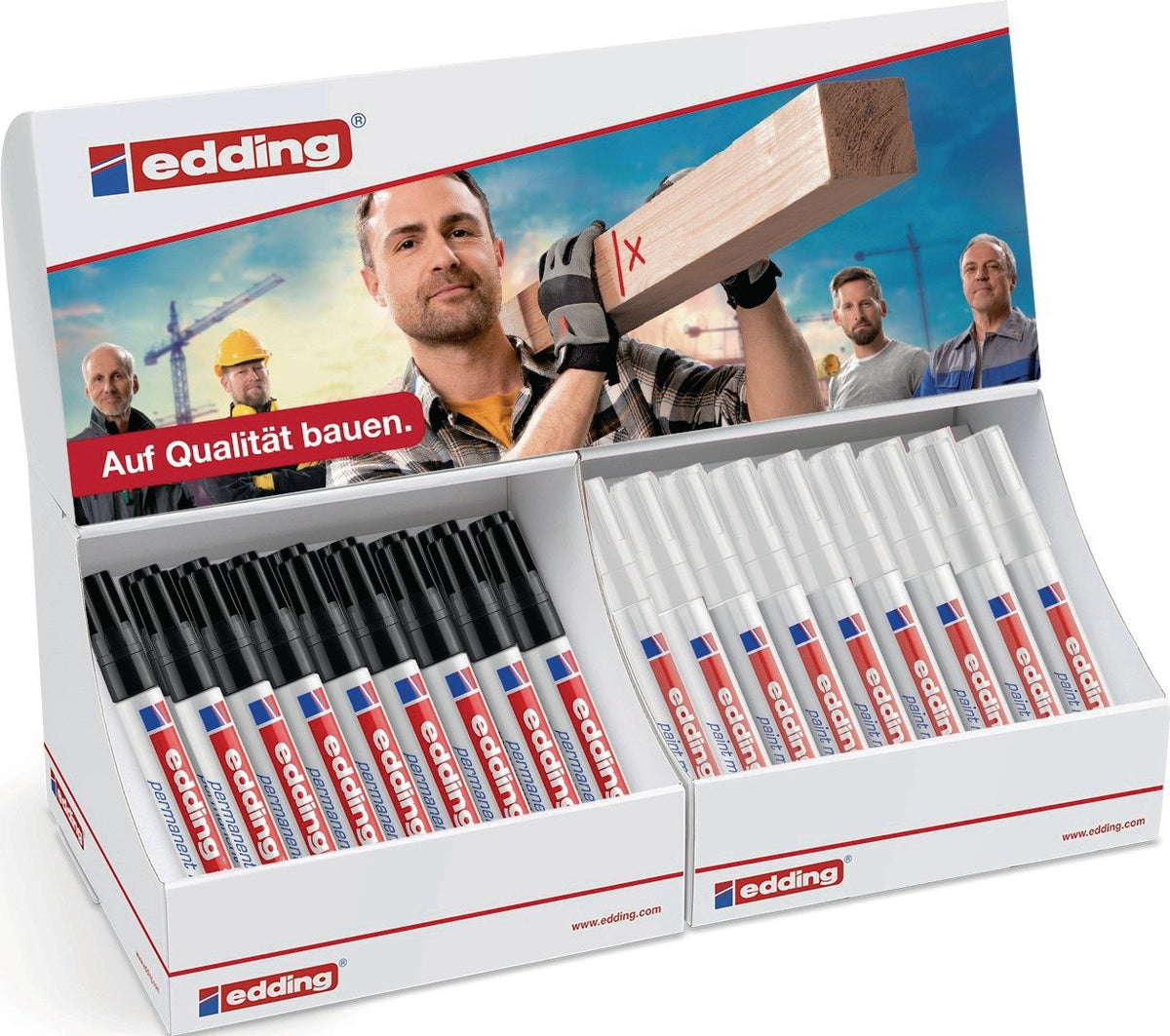 EDDING Permanent- & Lackmarker Display – 66 Stück, e-3000 schwarz & e-750 weiß, nachfüllbar