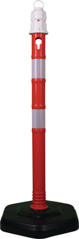 TEMKA Sperrpfosten PPC rot/weiß Ø 63 mm mit Öse zum Aufstellen – 1000 mm hoch