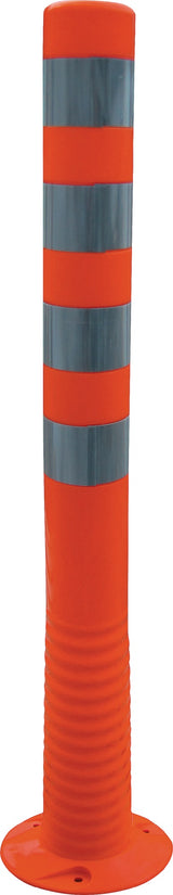 TEMKA Sperrpfosten aus Kunststoff, orange/weiß, Ø 80 mm, Höhe 1000 mm, zum Aufschrauben inkl. Befestigungsmaterial