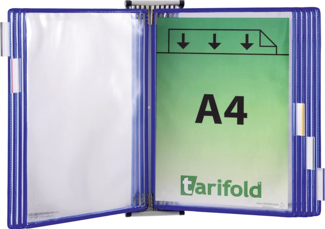 TARIFOLD Wandhalter für 5 Sichttafeln DIN A4, Drahtrahmen kunststoffummantelt, blau