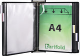 TARIFOLD Wandhalter für 5 Sichttafeln DIN A4, Drahtrahmen kunststoffummantelt, blau