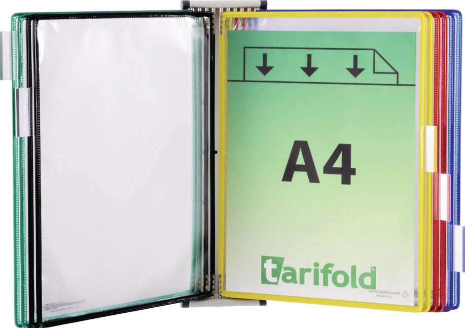 TARIFOLD Wandhalter für 5 Sichttafeln DIN A4, Drahtrahmen kunststoffummantelt, blau