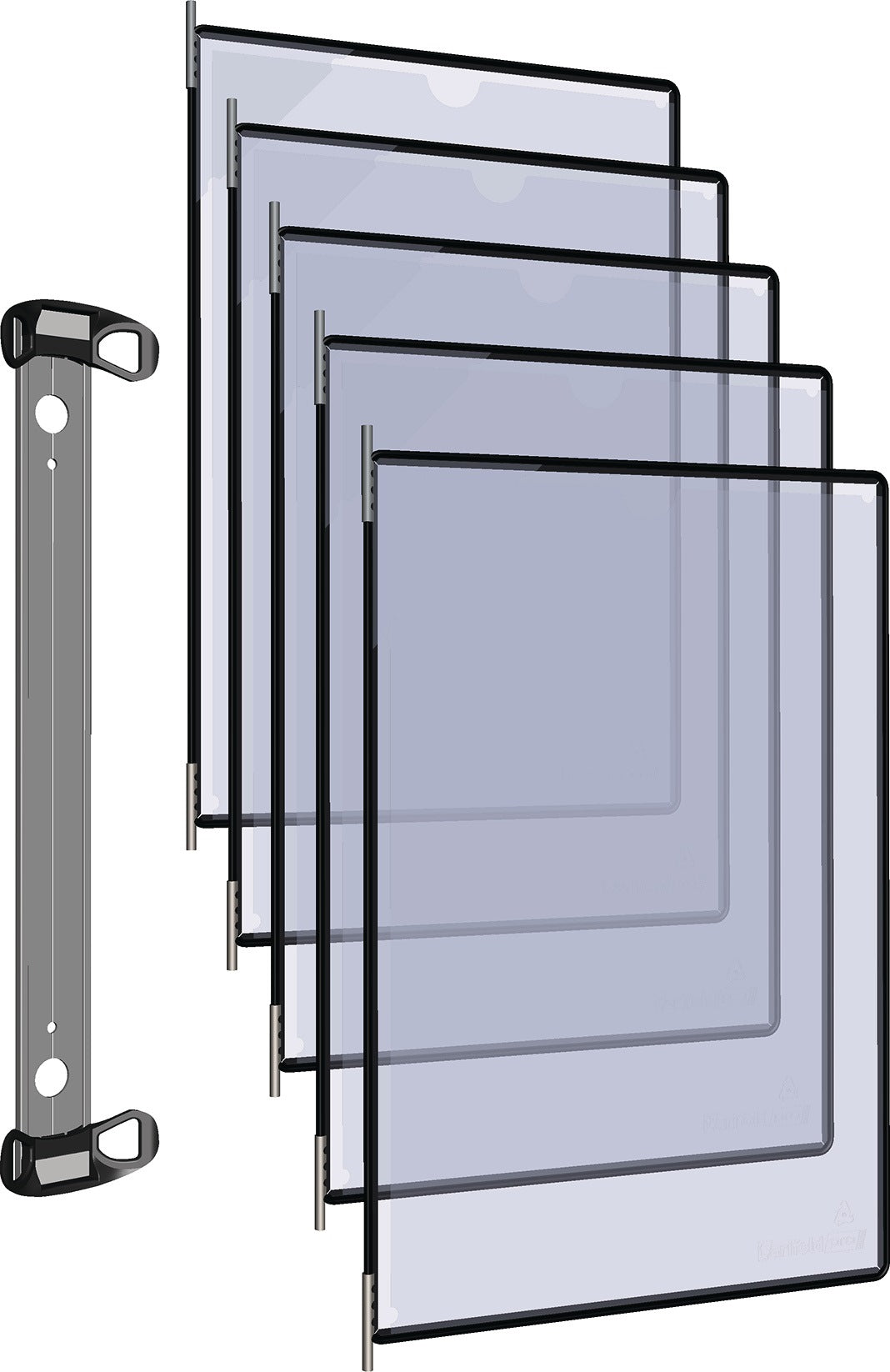 TARIFOLD Wandhalter 5 Sichttafeln PP schwarz mit Neodym-Magnet für DIN A4