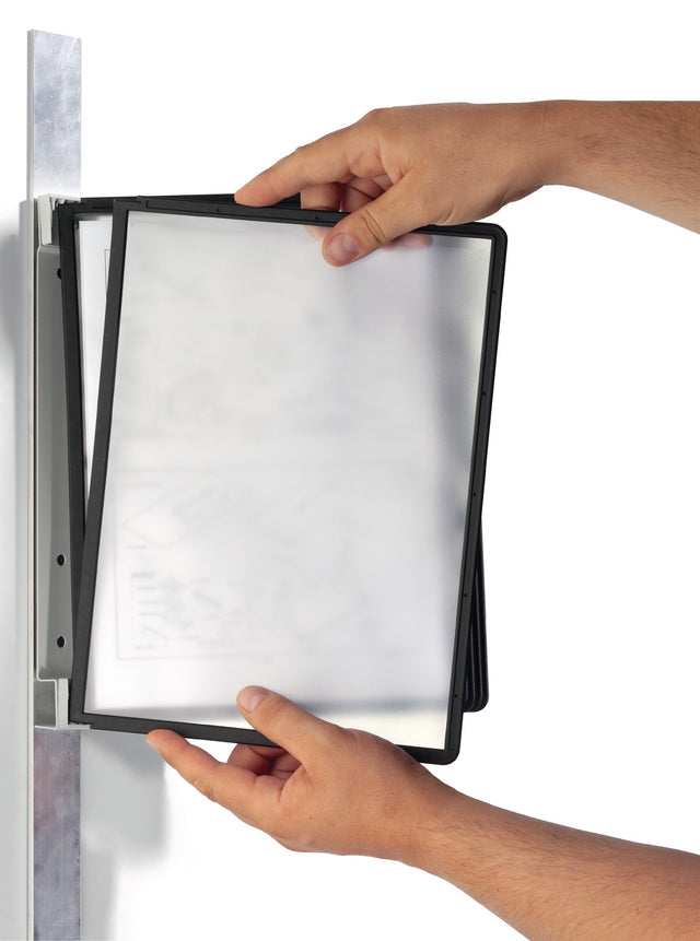 DURABLE Wandhalter für 5 Sichttafeln mit Profilrahmen – Magnetischer Metallhalter für Maschinen