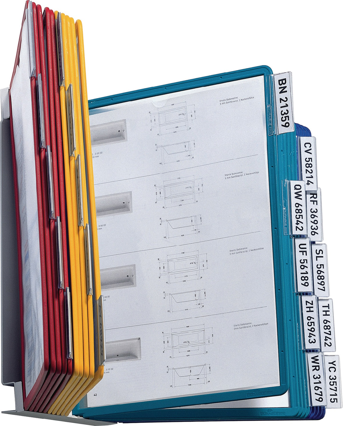 DURABLE Wandhalter mit Profilrahmen für 10 Sichttafeln – Metall, inkl. Montagematerial