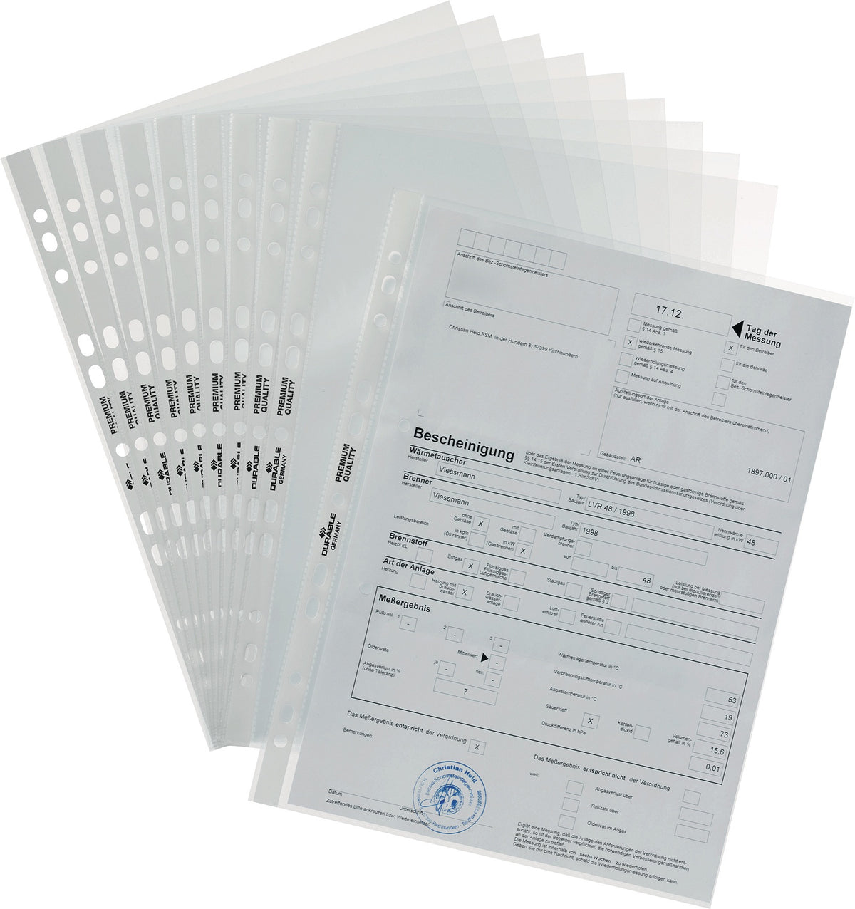 DURABLE Prospekthülle PREMIUM glasklar für Format A4, 235x15 mm, mit Lochrandverstärkung