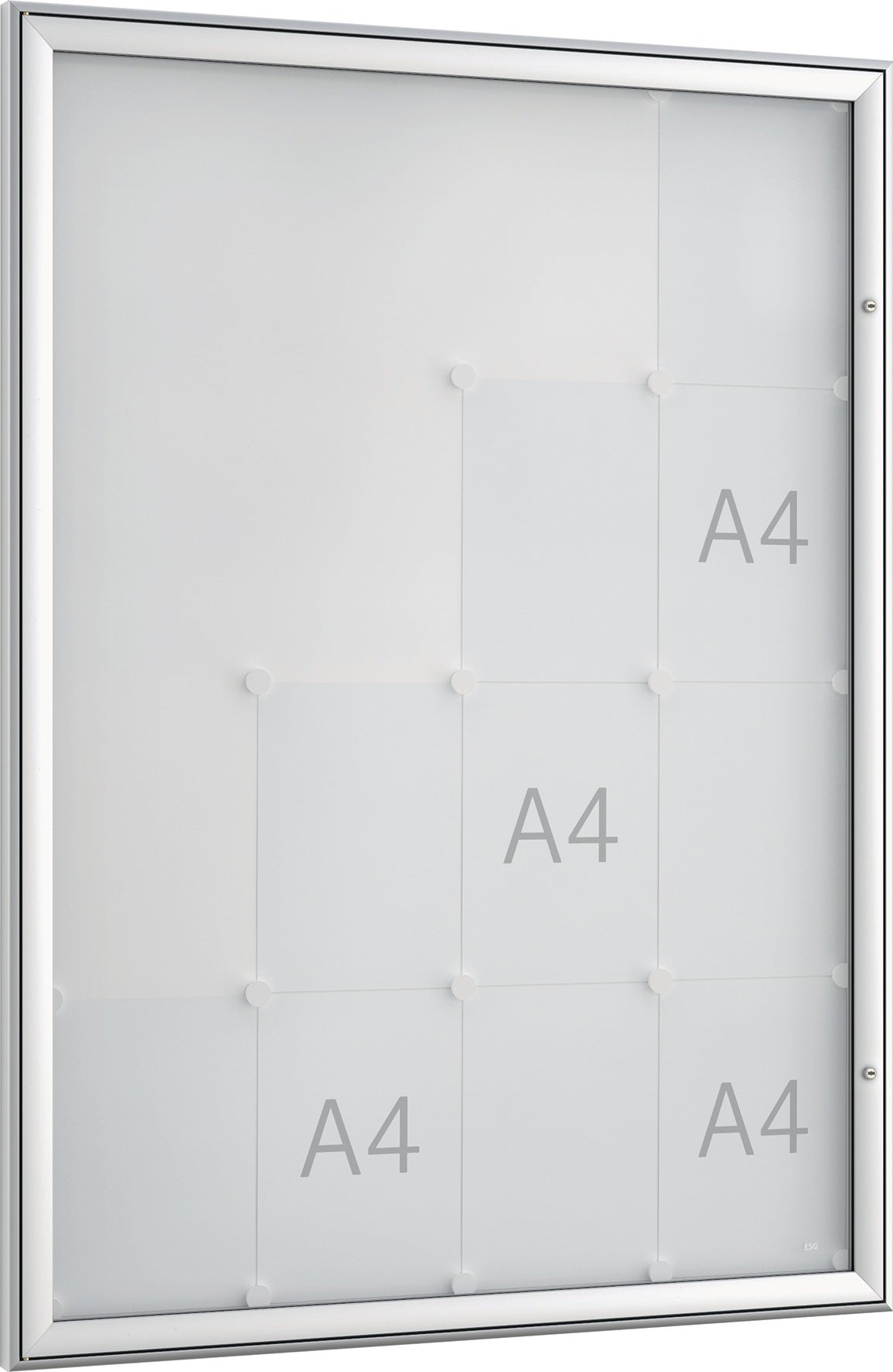 WSM Drehtürschaukasten 8 x DIN A4, Aluminium eloxiert, eckiger Rahmen, für Innenbereich, 930 x 680 mm