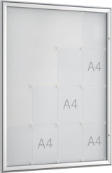 WSM Drehtürschaukasten 8 x DIN A4, Aluminium eloxiert, eckiger Rahmen, für Innenbereich, 930 x 680 mm