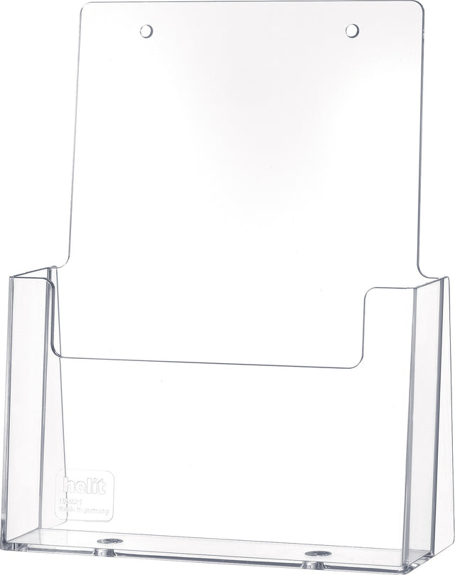HELIT Tischprospekthalter DIN A5 hoch, freistehend, Kunststoff transparent – 1 Fach