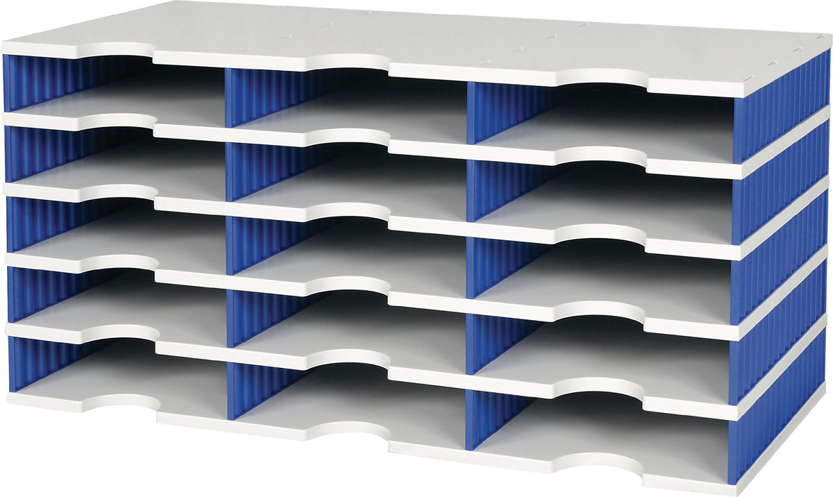 STYRO Sortierablage Trio 15 Fächer Polystyrol grau/blau 723x363x331 mm