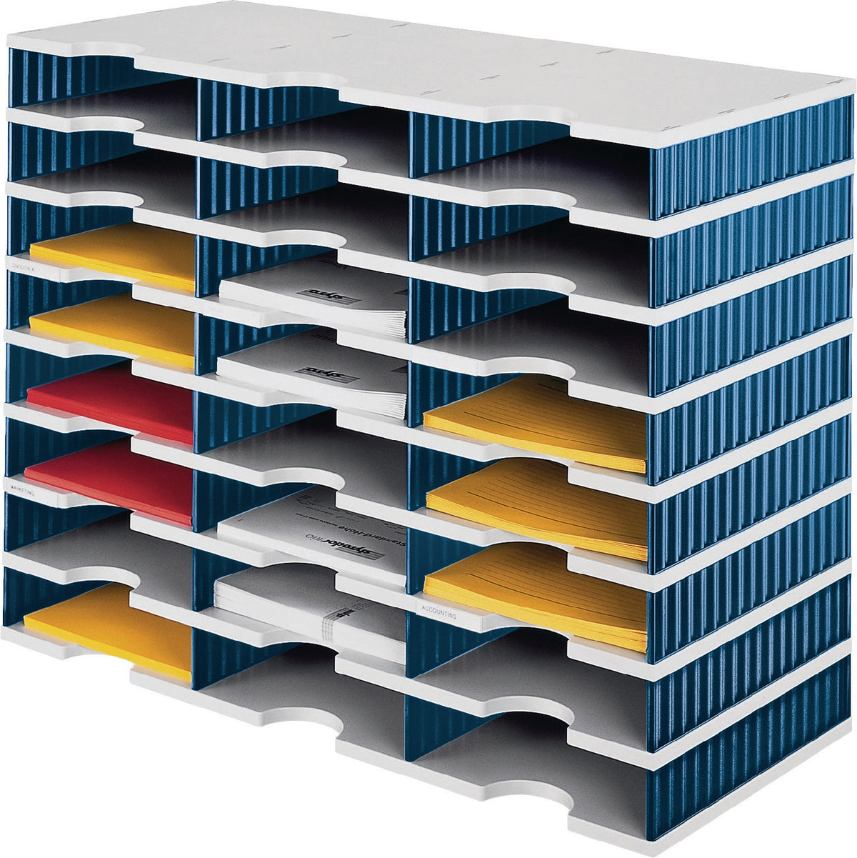STYRO Sortierablage Trio 15 Fächer Polystyrol grau/blau 723x363x331 mm