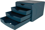 HELIT Schubladenbox mit Auszugssperre, 4 Schubladen, blau, DIN A4, H215xB265xT332mm