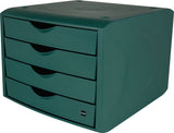 HELIT Schubladenbox mit Auszugssperre, 4 Schubladen, blau, DIN A4, H215xB265xT332mm
