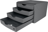 HELIT Schubladenbox mit Auszugssperre, 4 Schubladen, blau, DIN A4, H215xB265xT332mm