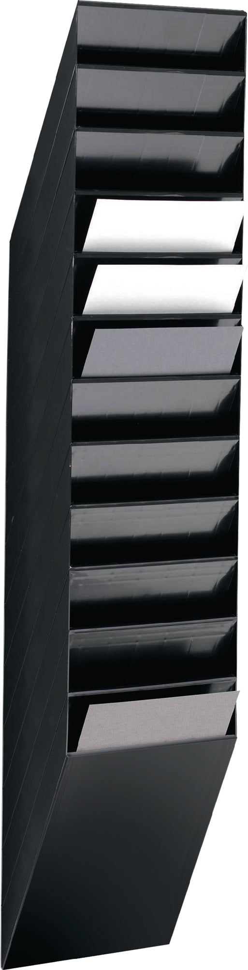 DURABLE Prospekthalter A4 hoch, 12 Fächer, Wandmontage, Polystyrol schwarz