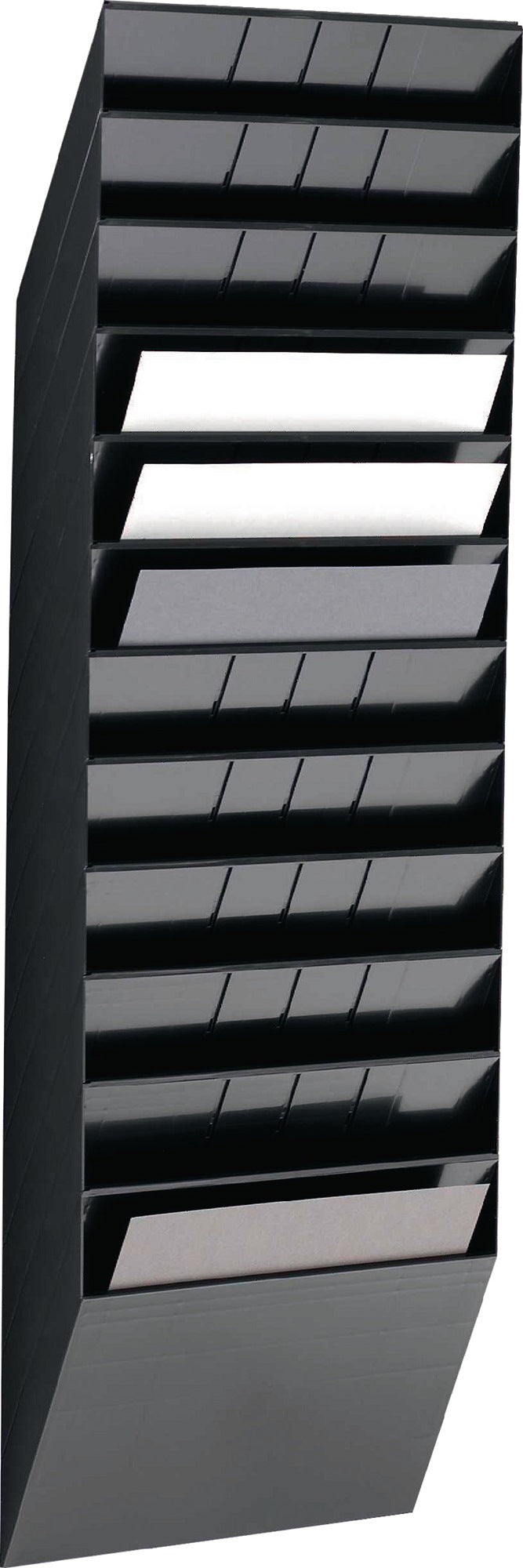 DURABLE Prospekthalter A4 hoch, 12 Fächer, Wandmontage, Polystyrol schwarz