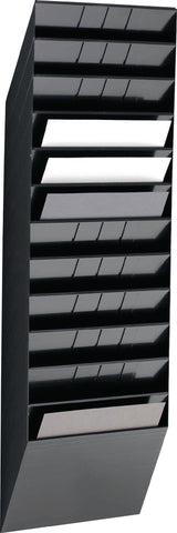 DURABLE Prospekthalter A4 hoch, 12 Fächer, Wandmontage, Polystyrol schwarz