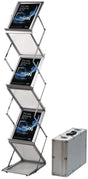 Twinco Prospektständer Aluminium silber 6 Fächer A4 mit Transportkoffer H1450xB270xT360mm