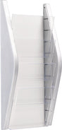 HELIT Prospekthalter H540xB280xT80mm DIN A4 hoch silber – 4 Fächer zur Wandmontage