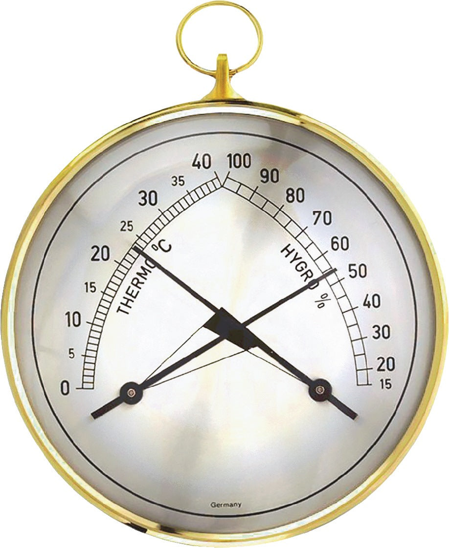 TFA Thermo-Hygrometer mit Messingring, 0-40°C, 15-99% Luftfeuchte, Ø100mm, 5er-Pack