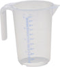 HÜNERSDORFF Messkanne 1000 ml aus Polypropylen, transparent, mit offenem Griff und blauer Skala