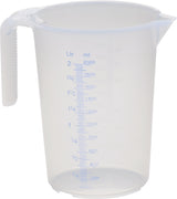 HÜNERSDORFF Messkanne 1000 ml aus Polypropylen, transparent, mit offenem Griff und blauer Skala