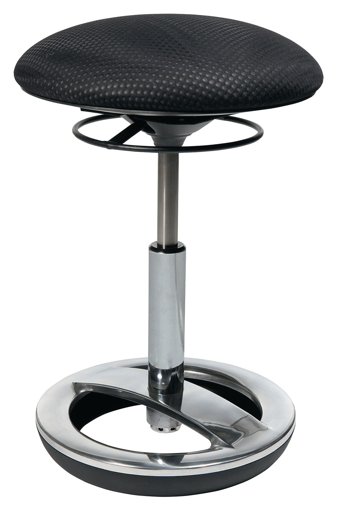 TOPSTAR Drehhocker mit Standfußring – Polster schwarz, Sitzhöhe 440-570 mm