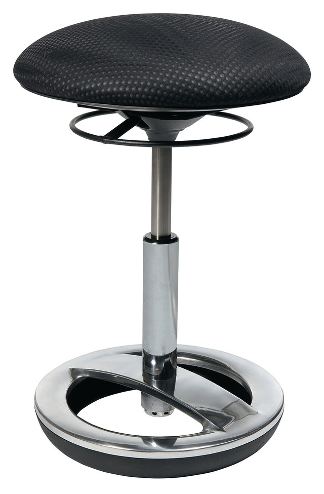 TOPSTAR Drehhocker mit Standfußring – Polster schwarz, Sitzhöhe 440-570 mm