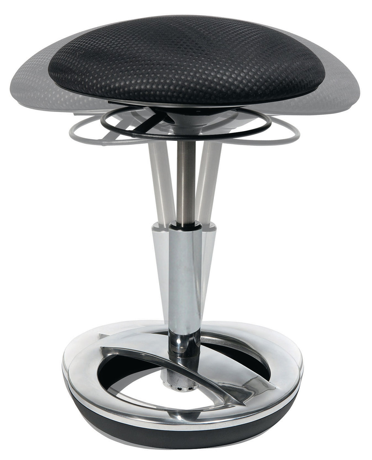 TOPSTAR Drehhocker mit Standfußring – Polster schwarz, Sitzhöhe 440-570 mm