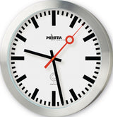 Peweta Wanduhr Quarzuhr Alu mattsilber Ø 300 mm mit Balkenzifferblatt und Funk-Sommerzeit