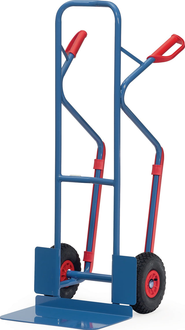 FETRA Stapelkarre 1300 mm mit extragroßer Schaufel und Luftbereifung, 300 kg Tragfähigkeit, brillantblau