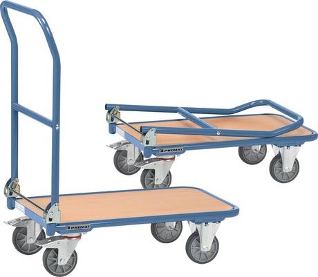 PROMAT Plattformwagen Ladefläche 720x450 mm Stahlrohr taubenblau 250 kg