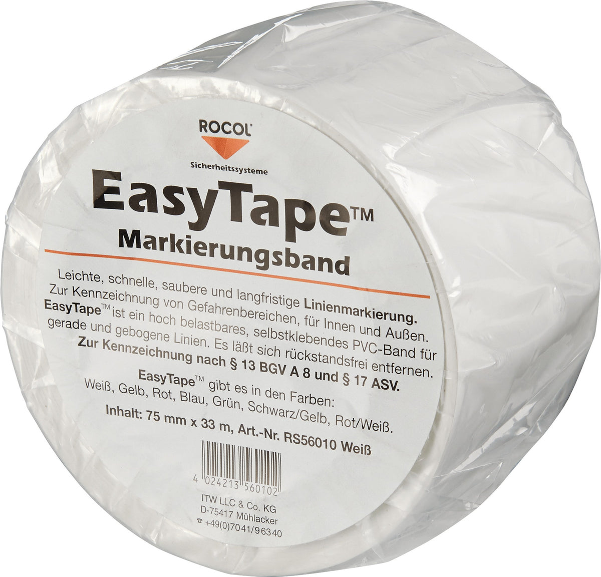 ROCOL Bodenmarkierungsband Easy Tape PVC weiß 50 mm x 33 m – robuste Markierungslösung