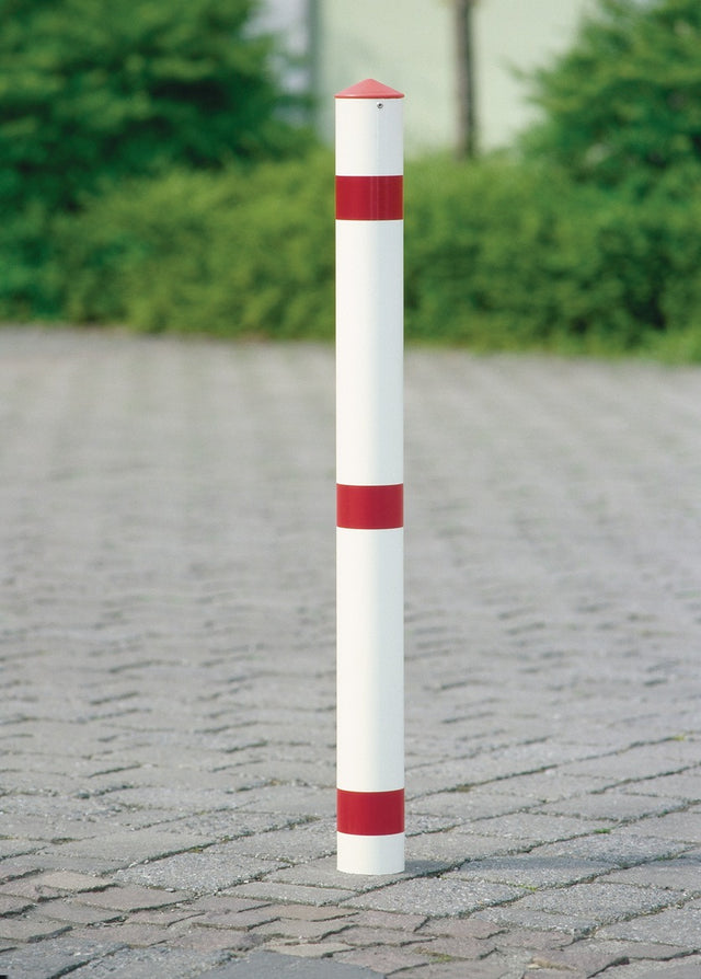 URBANUS Sperrpfosten STA rot-weiß Ø 76 mm mit Spitzkappe zum Einbetonieren