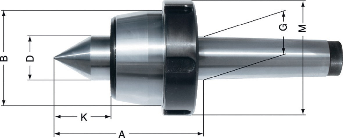 TECWERK Zentrierspitze MK2 mitlaufend – 60° Spitzenwinkel, hohe Rundlaufgenauigkeit