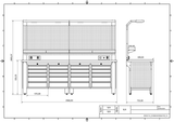 Bullram Profi Werkbank mit 20 Schubladen 2560 × 730 × 2005 mm – WBG06