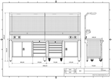 Bullram Profi Werkbank mit Schubladen & Schränken 2960 × 730 × 2005 mm – WBG05