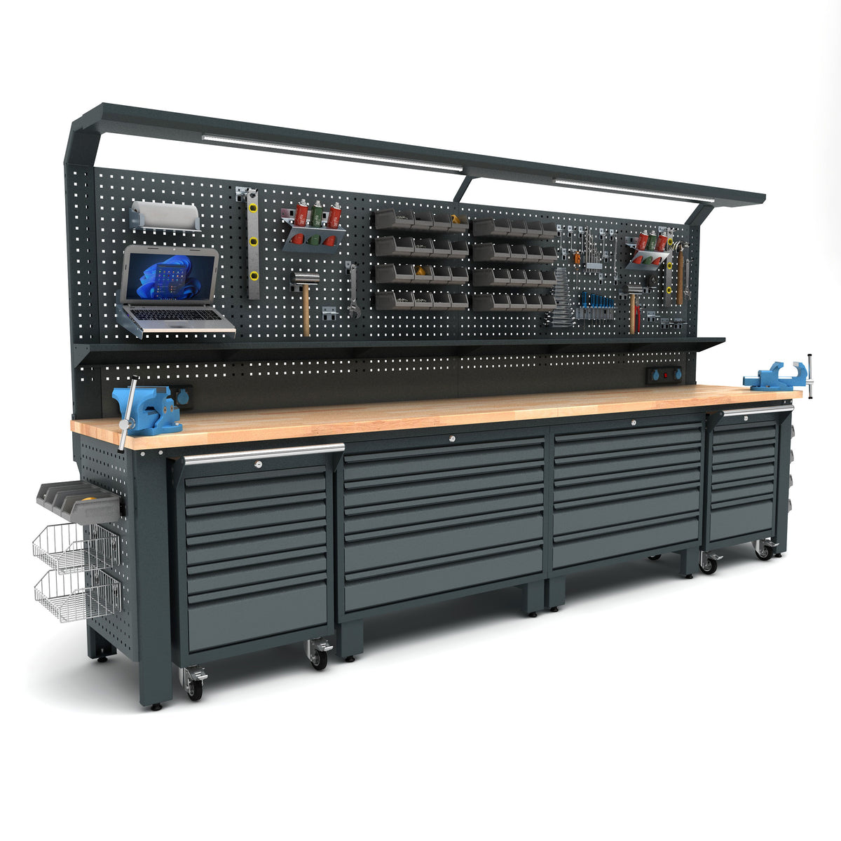 Bullram Profi Werkbank mit 20 Schubladen 3700 × 730 × 2005 mm – WBG07