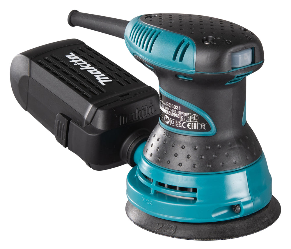 Makita Exzenterschleifer | 123 mm Schleifscheibe, gummierte Handgriffe & Staubabsaugung - BO5031J